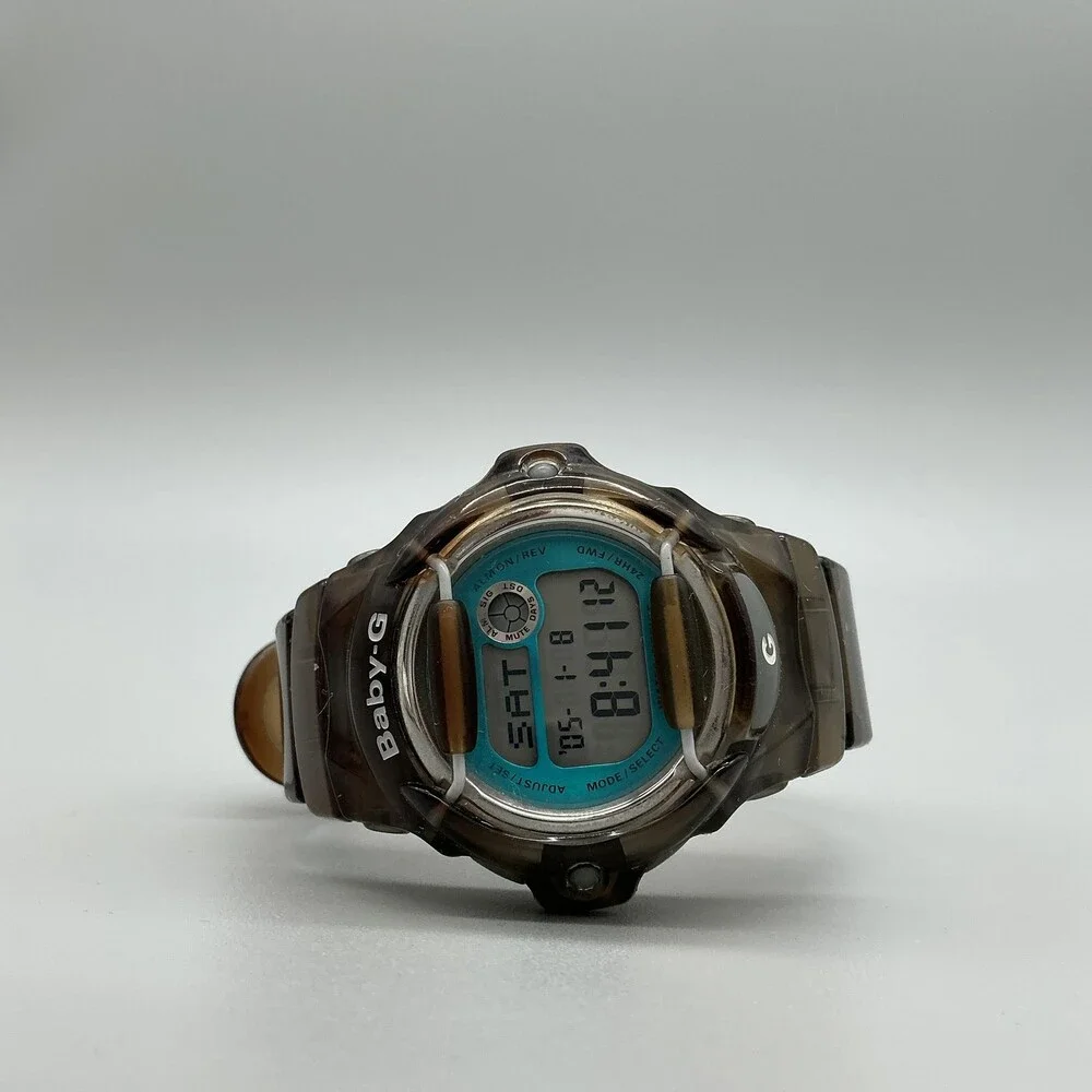 Casio Baby-G BG-169R Womens Watch 39mm Blue Digital Dial Brown Resin New Battery